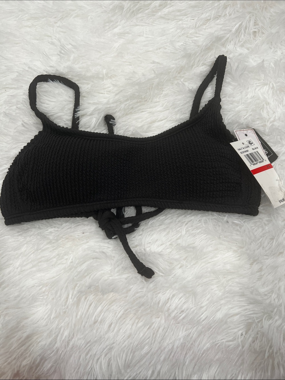 Salt + Cove Black Textured Tie-Back Bralette